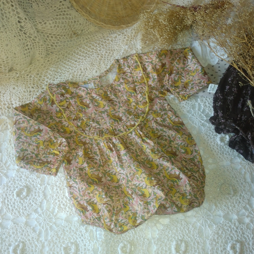 Floral Pink and Yellow Kids Romper